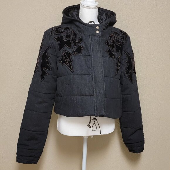 Free People Fleur de Lis Denim Puffer Jacket - Picture 2 of 16